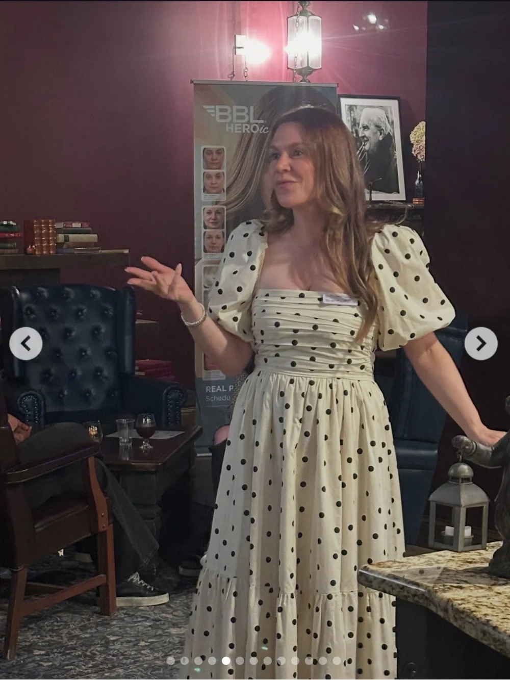 Abercrombie & Fitch Cream Polka Dot Puff Sleeve Midi Dress - Picture 4 of 7